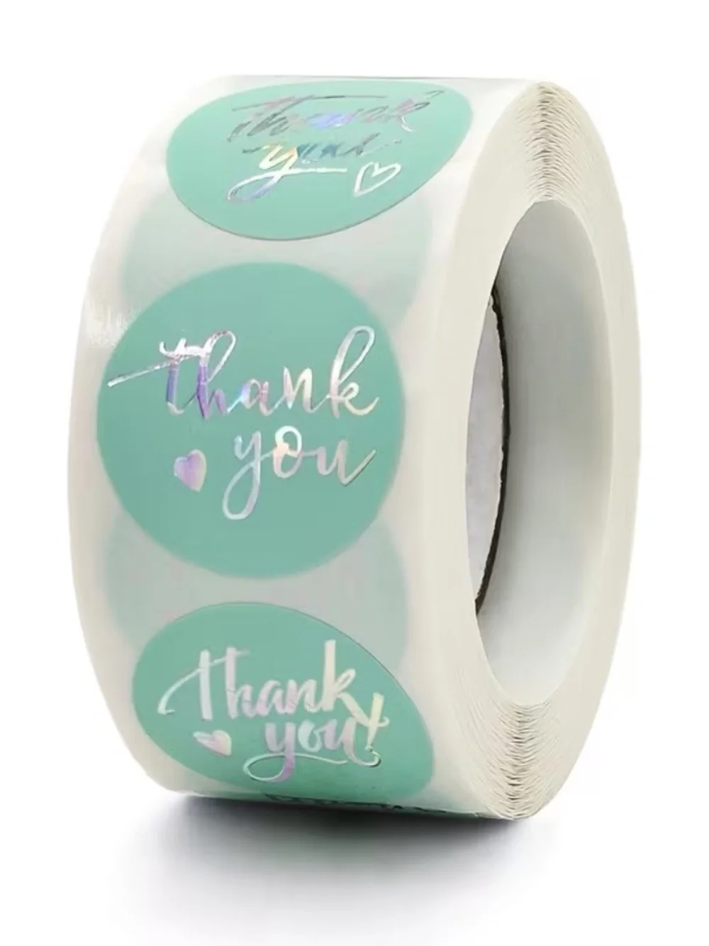 500 Turquoise Holographic Font Thank You Stickers Small Business Gift Letter NWT